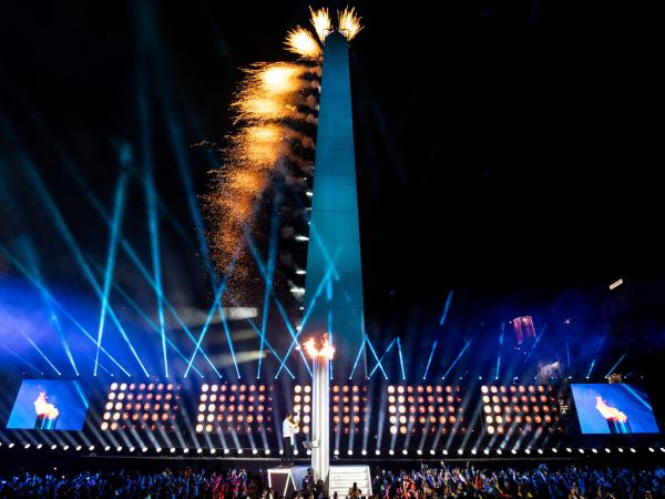 Santiago Lange lights the Olympic cauldron
